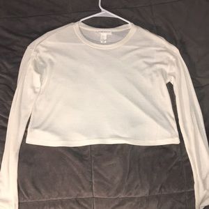 Forever 21 White Long Sleeve Crop Top